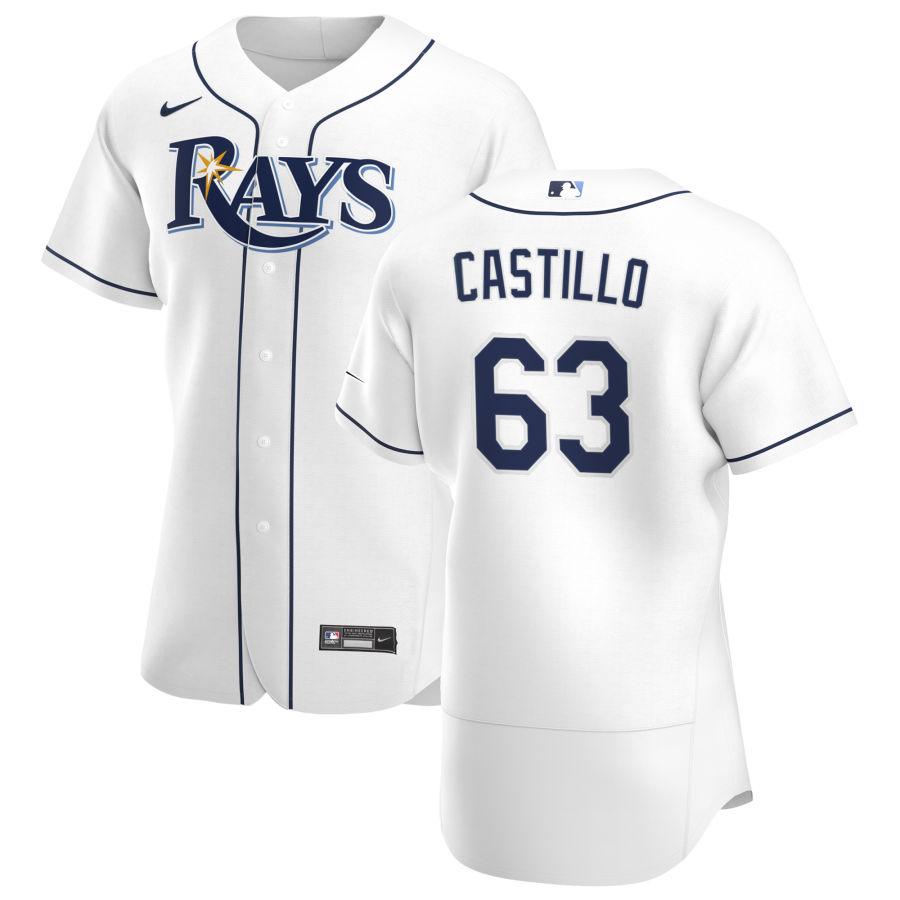 Tampa Bay Rays #63 Diego Castillo Men Nike White Home 2020 Authentic Player MLB Jersey->tampa bay rays->MLB Jersey